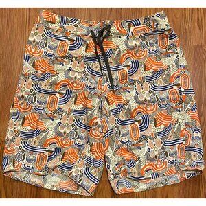 Patagonia Wavefarer II Board Shorts Mens 32 Geometrical AOP Beach Swim Trunks